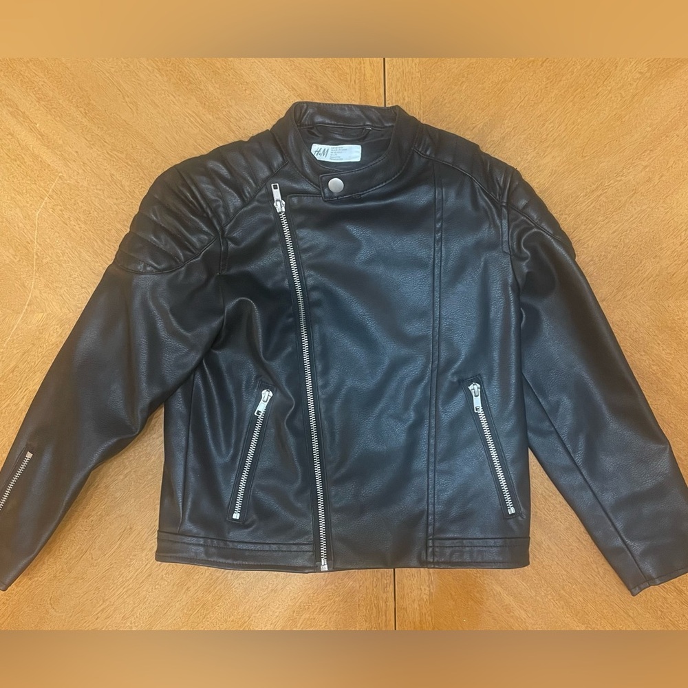 H&M Leather looking Polyester Jacket *Like New* Size Kids 6